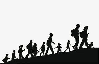 矢量背包客爬山剪影免抠图标元素