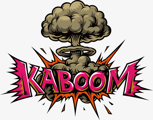 蘑菇云城市涂鸦图案免抠