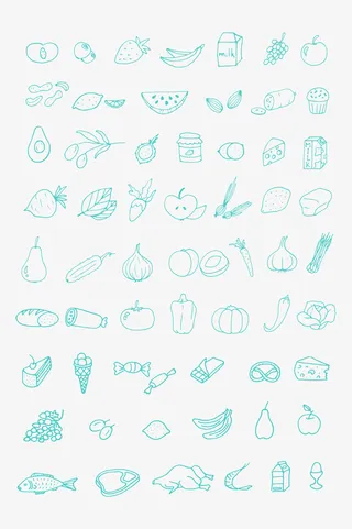 卡通食物鱼肉瓜果蔬菜免抠