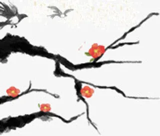 水墨画梅花免抠