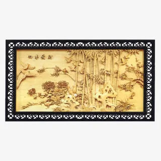 卡其色竹林浮雕装饰免抠