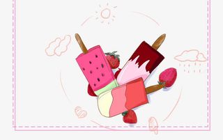 夏日冰淇淋卡通手绘免抠