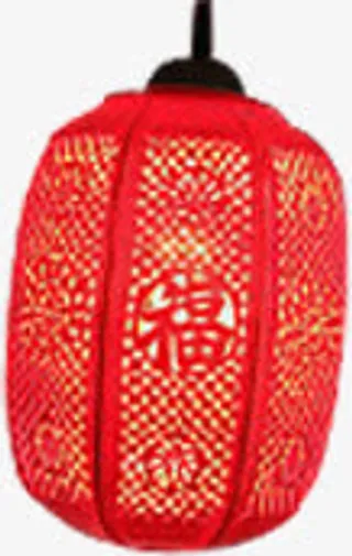 中国风红色花纹灯笼装饰免抠