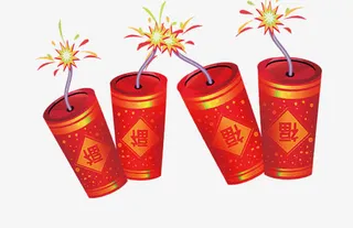 大红色中国福鞭炮免抠