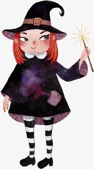 万圣节卡通版的小女巫免抠