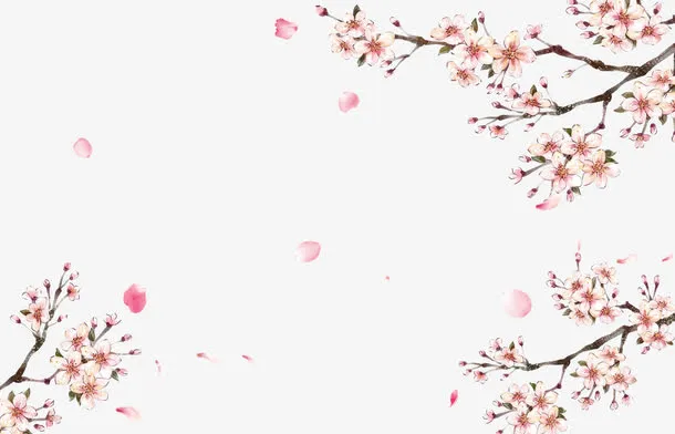 手绘桃花免抠