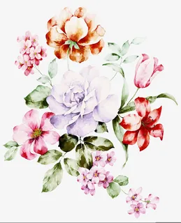 手绘水彩鲜花免抠