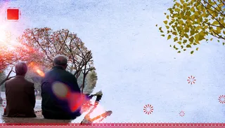 关爱老年人紫色背景素材高清