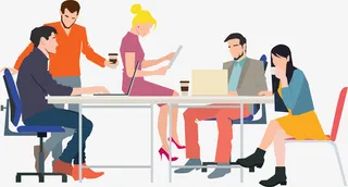 手绘办公室场景办公免抠