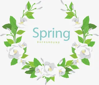 浪漫白色花朵边框免抠