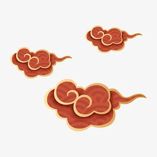 咖啡色中国风漂浮祥云免抠