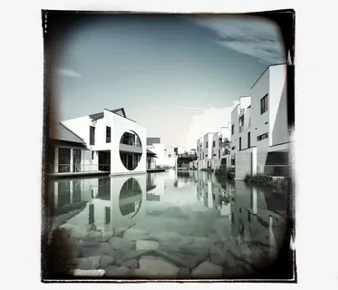 现代水墨江南水乡建筑免抠