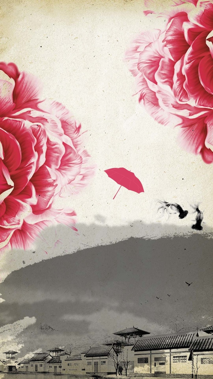 简约中国风牡丹花清明节源文件H5背景高清