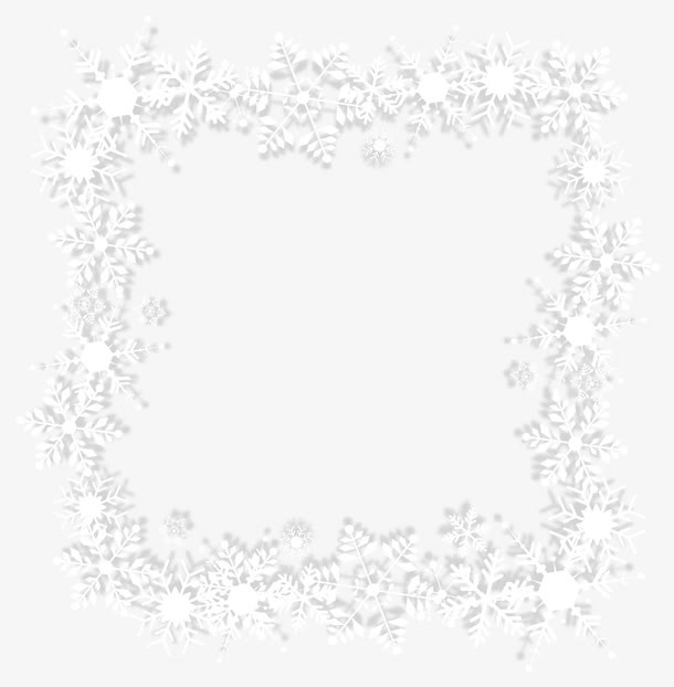 白色雪花边框免抠