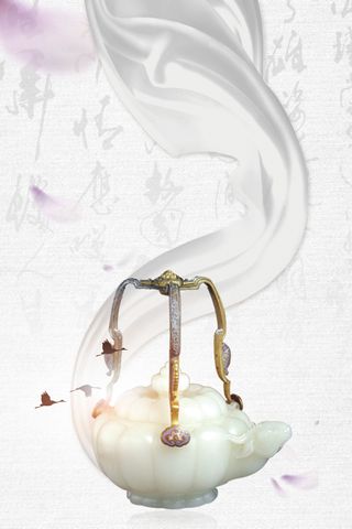 中国风简约玉器收藏海报高清