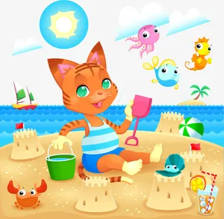 阳光沙滩度假免抠