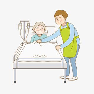 卡通老人输液场景图免抠