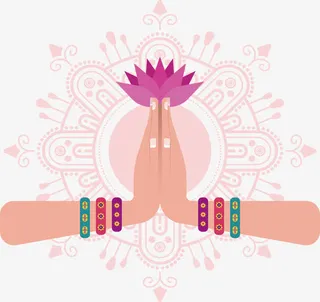 宗教花纹合十礼免抠