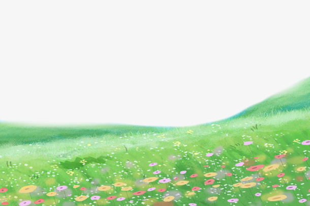 清新手绘草坪草地免抠