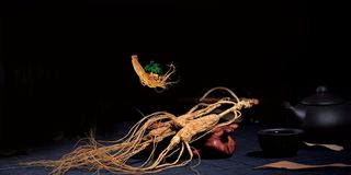 黑色大气人参药材高清