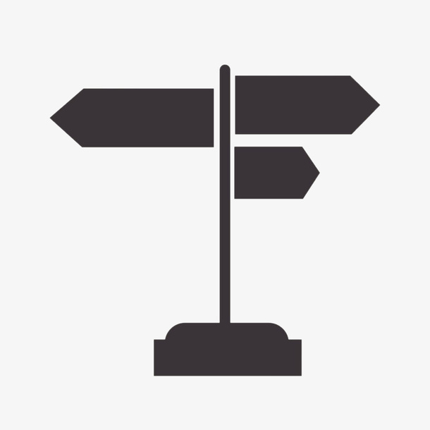 黑色手绘扁平箭头指路牌免抠