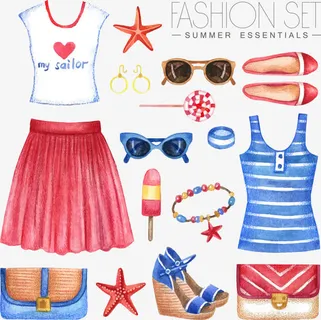 矢量手绘女生衣服免抠