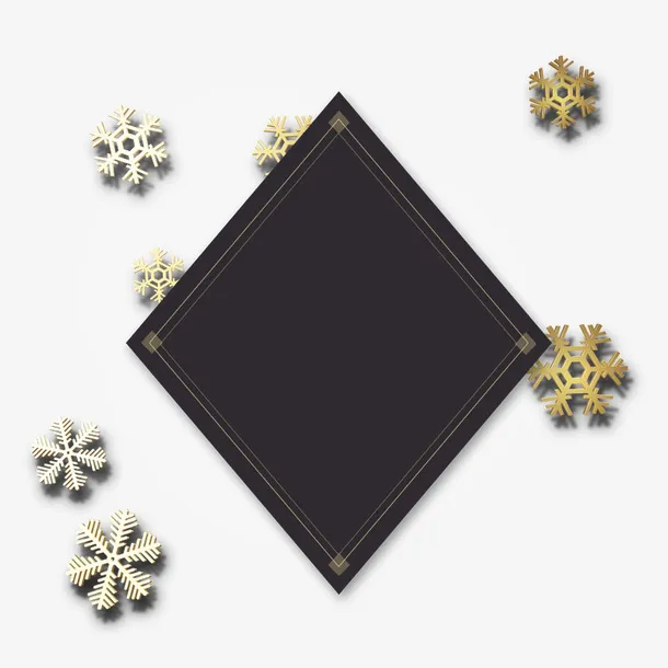 冬季圣诞雪花质感边框免抠