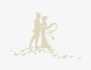 七夕牛郎织女剪影免抠