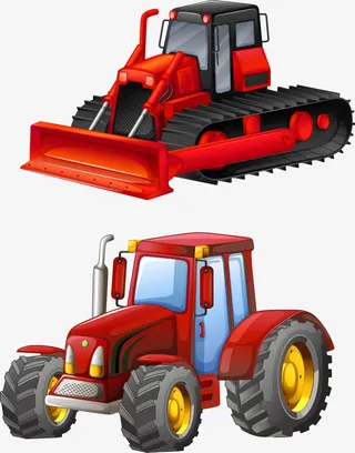 矢量手绘推土机免抠