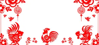 春节鸡年剪纸海报图片高清