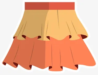 两层矢量卡通百褶裙免抠