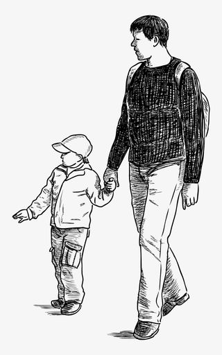 卡通装饰人物介绍海报设计父子俩免抠