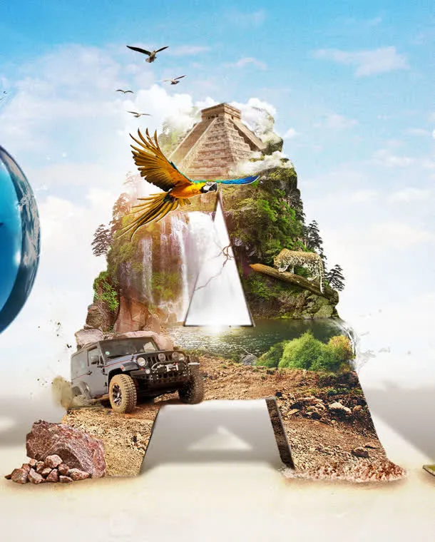 旅游旅行创意广告免抠