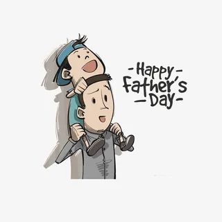 卡通创意父子俩节气标签免抠