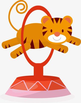 黄色马戏团老虎跳圈免抠