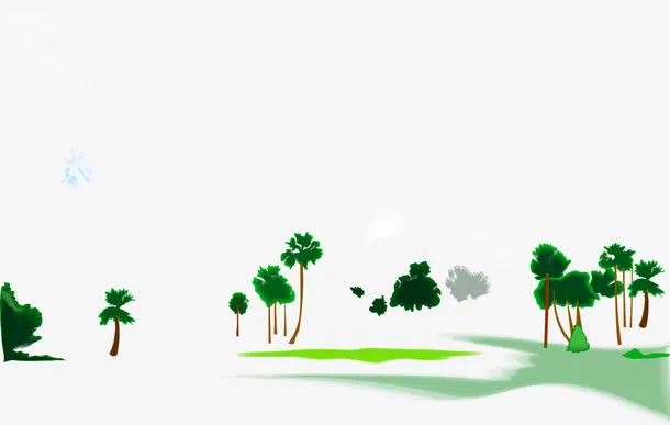 创意手绘扁平森林度假区免抠