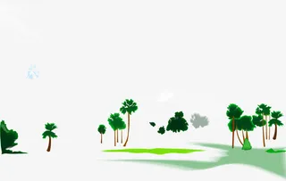 创意手绘扁平森林度假区免抠