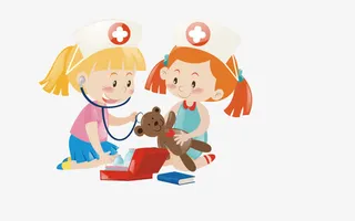 卡通手绘玩过家家的孩子们免抠