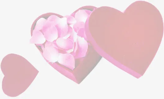 爱心花瓣心形礼盒免抠