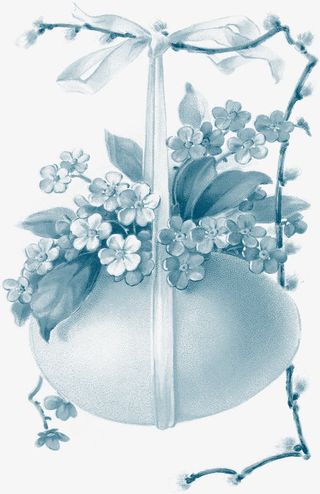 手绘复古素描花朵免抠