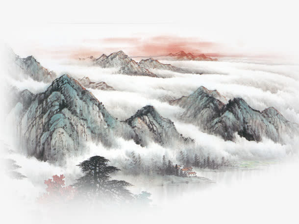 水墨画山水画素材图片免抠