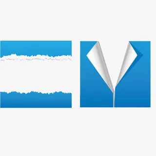 天蓝色撕开效果纸张免抠