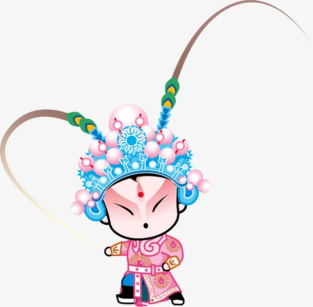 国粹京剧Q版全套PNG动漫武生粉免抠