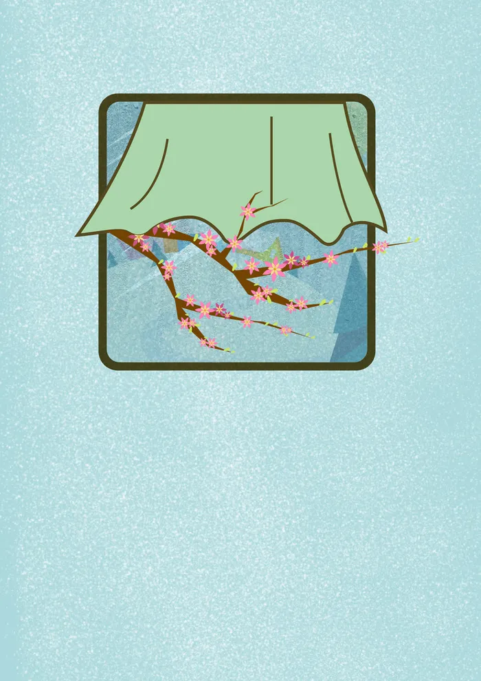蓝色手绘插画简约二十四节气雨水背景素材高清