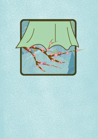 蓝色手绘插画简约二十四节气雨水背景素材高清