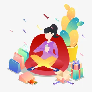 双十一购物狂欢矢量免抠