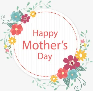 圆形花朵装饰母亲节卡片免抠