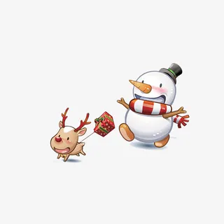 圣诞节雪人小狗免抠