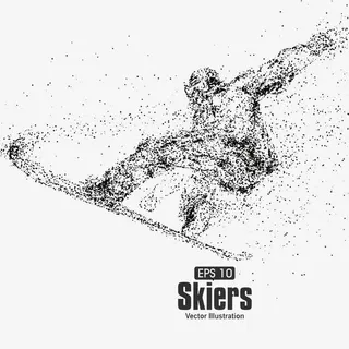 颗粒艺术  滑雪免抠