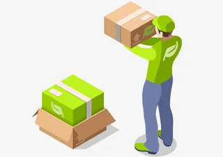 绿衣服男人快递包裹到家免抠